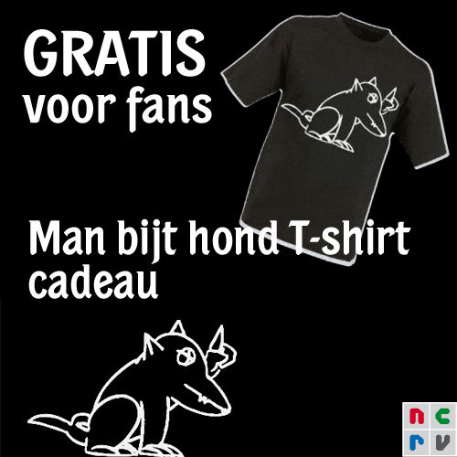 Gratis Man bijt hond T-shirt